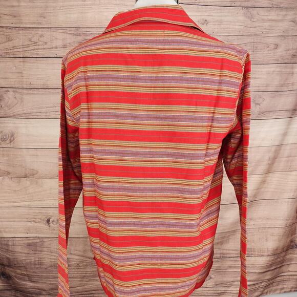 The J Peterman Company Shirt Mens Large Red Stripe Cotton Pullover Pockets - Picture 6 of 10